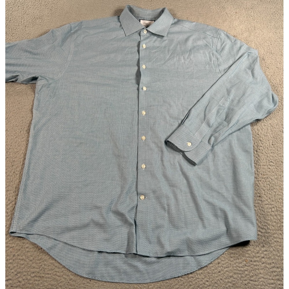 Charles Tyrwhitt Shirt Men 17.5 Blue Dress Button up Classic Fit Business Office